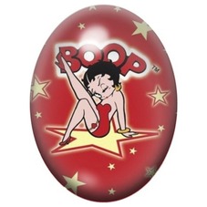 Cabochon en Verre Illustré Betty Boop sur une Étoile Rouge 13x18, 18x25 ou 30x40mm pour la création de bijoux fantaisie - DIY
