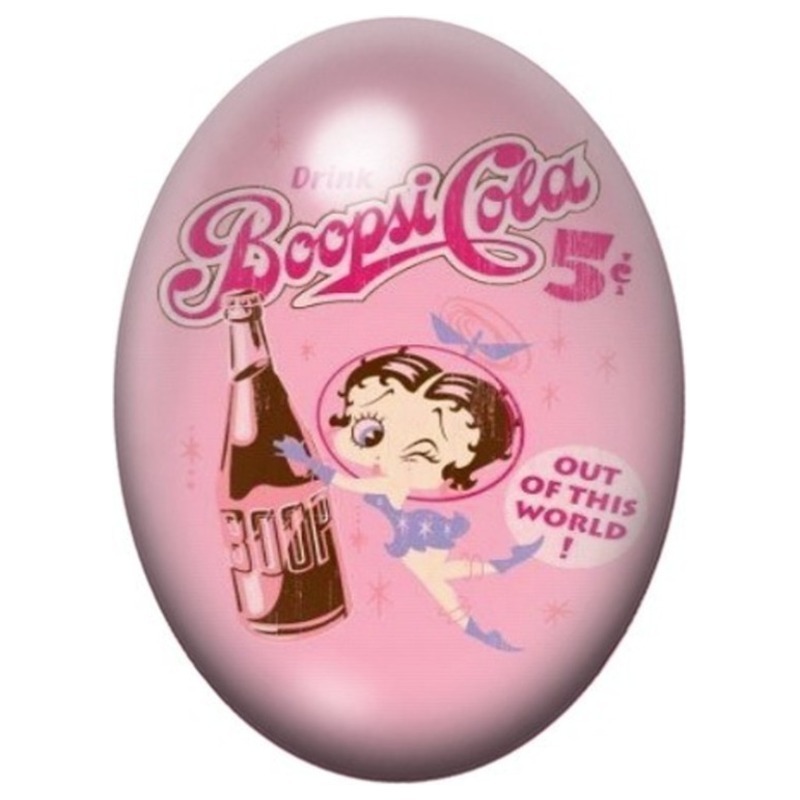 Cabochon en Verre Illustré Betty Boop Boopsi Cola Vintage 13x18, 18x25 ou 30x40mm