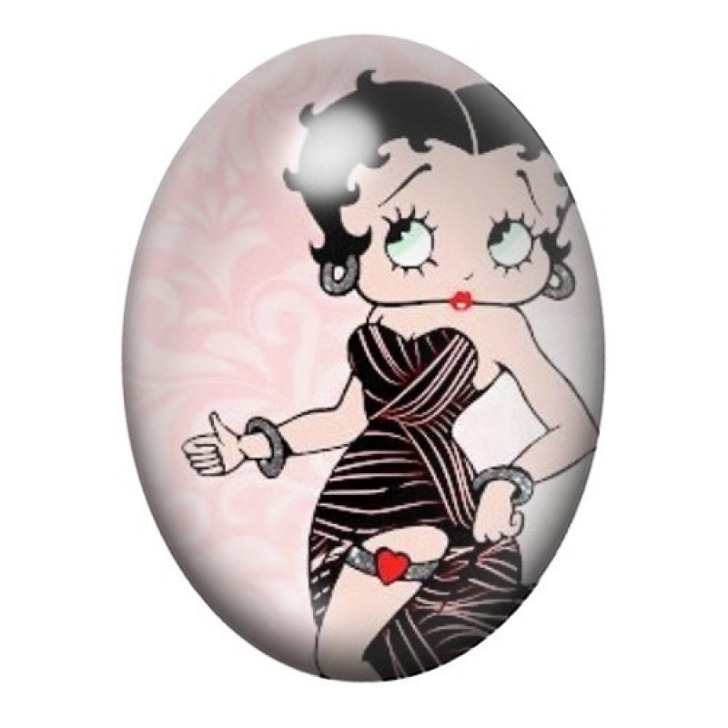 Cabochon en Verre Illustré Betty Boop 13x18, 18x25 ou 30x40mm
