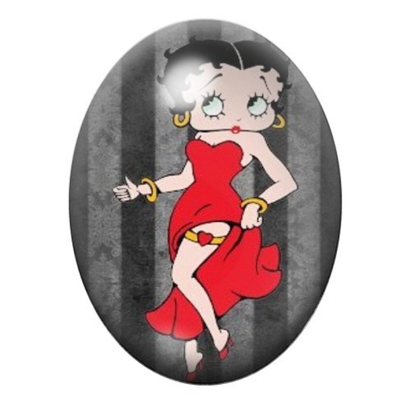 Cabochon en Verre Illustré Betty Boop 13x18, 18x25 ou 30x40mm