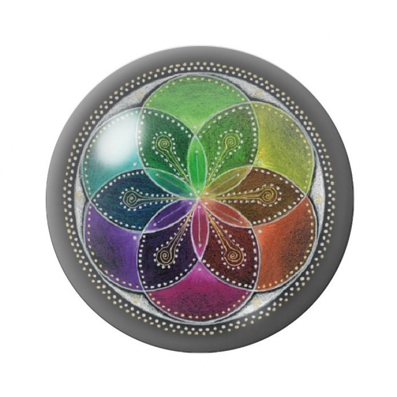 Cabochon en Verre Illustré Mandala 12 à 25mm