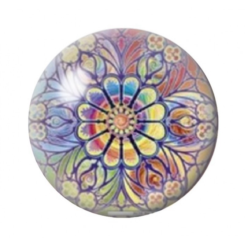 Cabochon en Verre Illustré Mandala 12 à 25mm