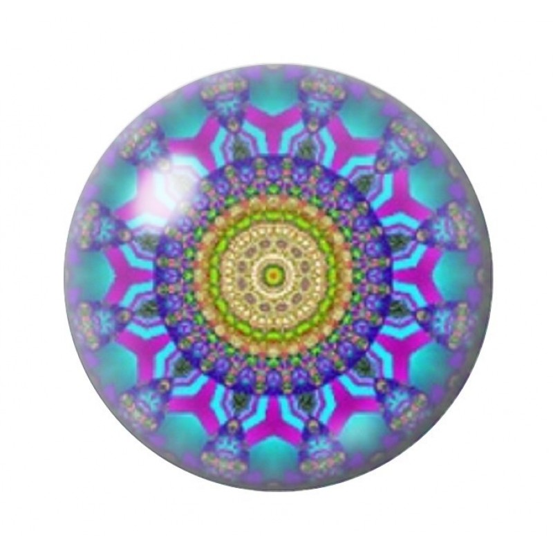 Cabochon en Verre Illustré Mandala 12 à 25mm
