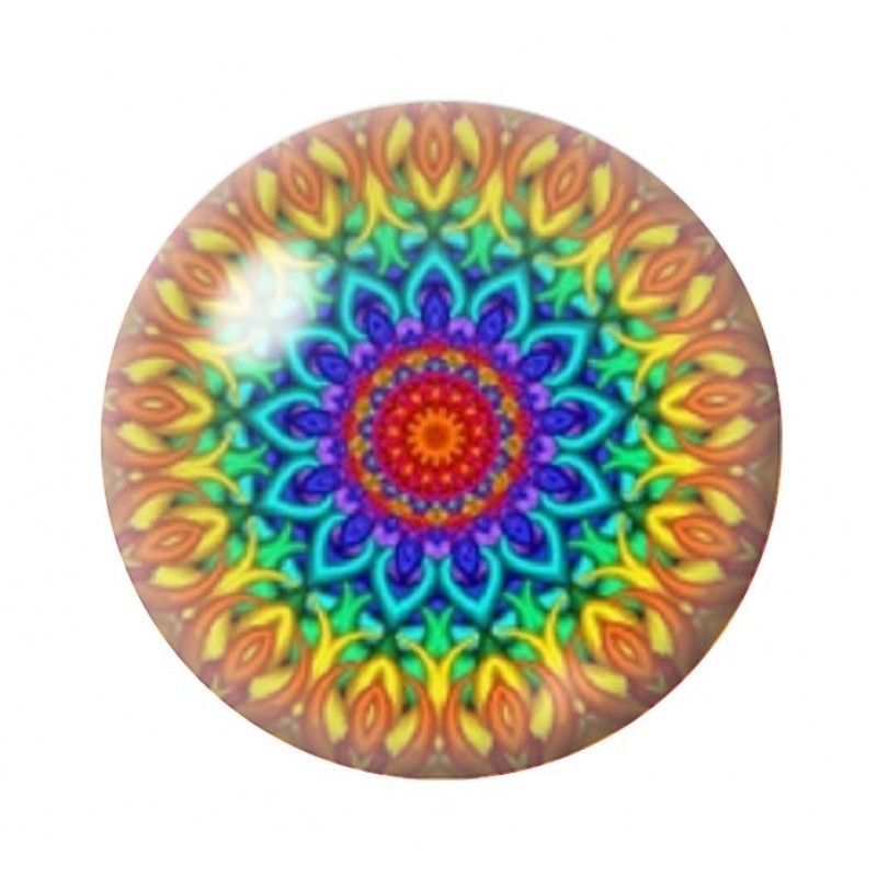 Cabochon en Verre Illustré Mandala 12 à 25mm
