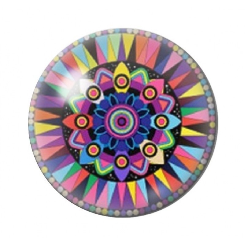 Cabochon en Verre Illustré Mandala 12 à 25mm