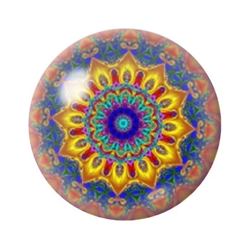 Cabochon en Verre Illustré Mandala 12 à 25mm