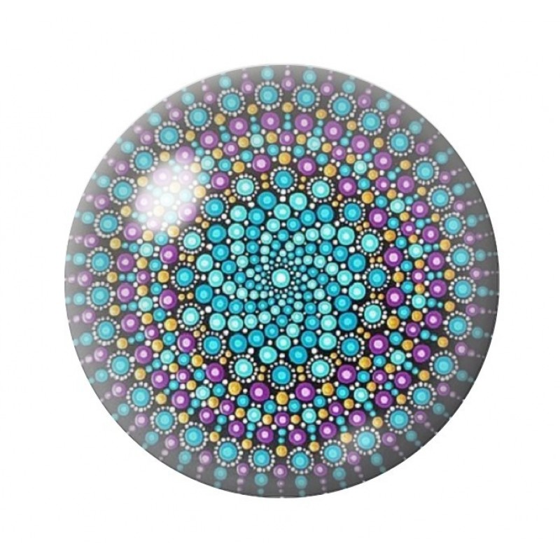 Cabochon en Verre Illustré Mandala 12 à 25mm