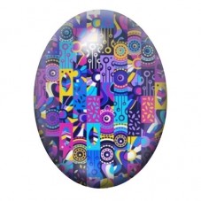 Cabochon en Verre Illustré Ville Abstraite en Violet et Bleu 13x18, 18x25 ou 30x40mm pour la création de bijoux fantaisie - DIY