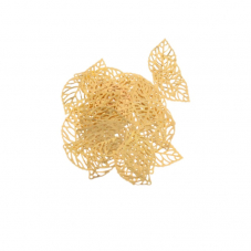 10 Breloques Feuilles Filigrane Métal Doré 24x14mm