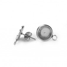 1 Paire de Supports Boucles d'Oreilles Puces avec Stoppeurs en Acier Inoxydable Argenté pour Cabochon 10mm