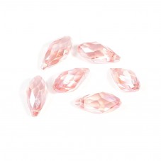 4 Breloques Goutte en Verre à Facette Transparent, Rose ou Bleu 17x8mm