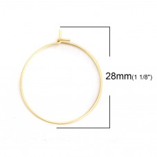 10 Supports soit 5 Paires de Boucle d'Oreille Créole en Acier Inoxydable Doré 28mm