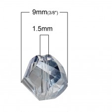 10 Perles en Verre à Facettes Bleu Gris 10x9mm