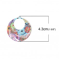 2 Breloques Estampe Filigrane Colorées en Métal 43x40mm