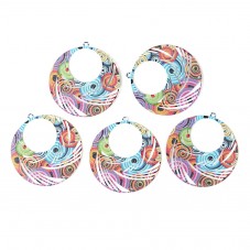 2 Breloques Estampe Filigrane Colorées en Métal 43x40mm