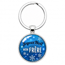 Porte-clé en Verre "Joyeux Noël mon Frère" Cadeau de Noël Original Tendresse pour la Création de Bijoux Fantaisie - DIY
