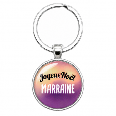 Porte-clé en Verre "Joyeux Noël Marraine" Cadeau de Noël Original Tendresse pour la Création de Bijoux Fantaisie - DIY