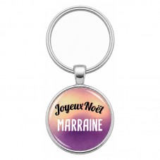 Porte-clé en Verre "Joyeux Noël Marraine" Cadeau de Noël Original Tendresse pour la Création de Bijoux Fantaisie - DIY