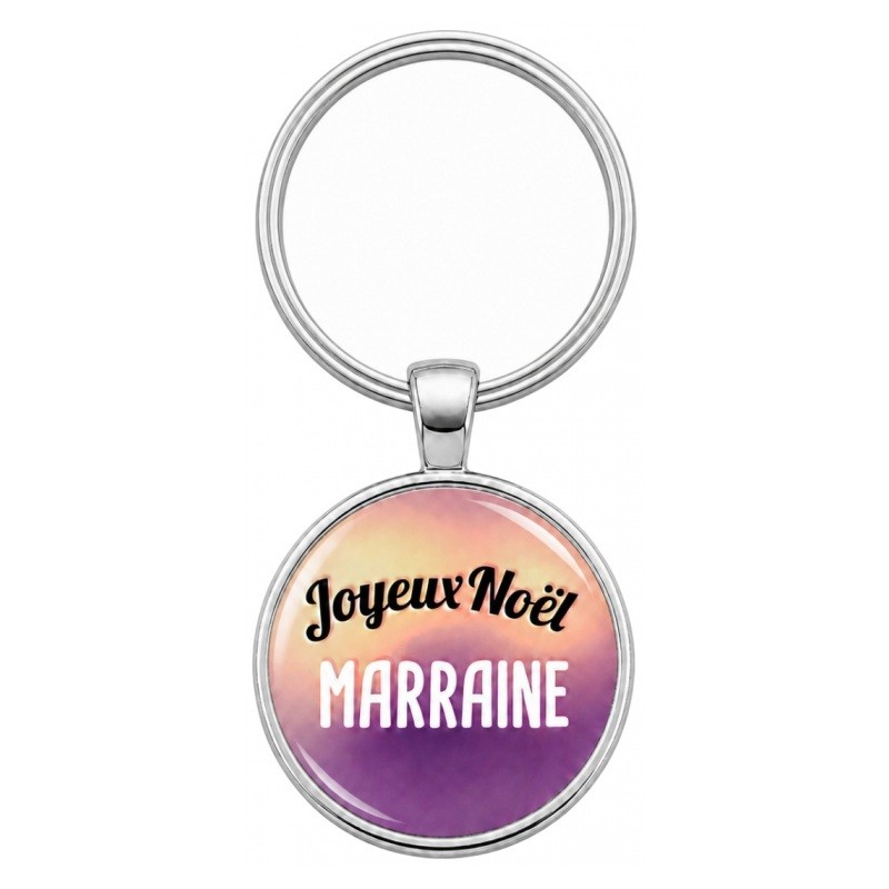 Porte-clé en Verre "Joyeux Noël Marraine" Cadeau de Noël Original Tendresse