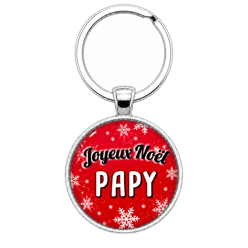 Porte-clé en Verre "Joyeux Noël Papy" Cadeau de Noël Original Tendresse