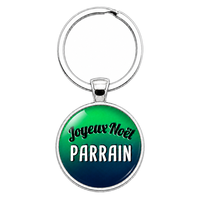 Porte-clé en Verre "Joyeux Noël Parrain" Cadeau de Noël Original Tendresse