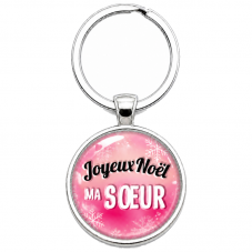 Porte-clé en Verre "Joyeux Noël ma Sœur" Cadeau de Noël Original Tendresse pour la Création de Bijoux Fantaisie - DIY