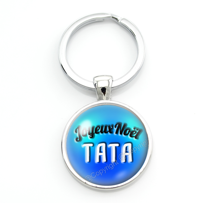 Porte-clé en Verre "Joyeux Noël Tata" Cadeau de Noël Original Tendresse