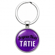 Porte-clé en Verre "Joyeux Noël Tatie" Cadeau de Noël Original Tendresse pour la Création de Bijoux Fantaisie - DIY