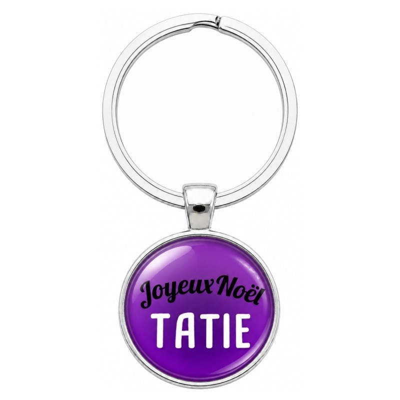 Porte-clé en Verre "Joyeux Noël Tatie" Cadeau de Noël Original Tendresse