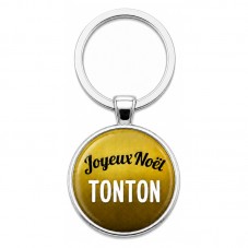 Porte-clé en Verre "Joyeux Noël Tonton" Cadeau de Noël Original Tendresse pour la Création de Bijoux Fantaisie - DIY