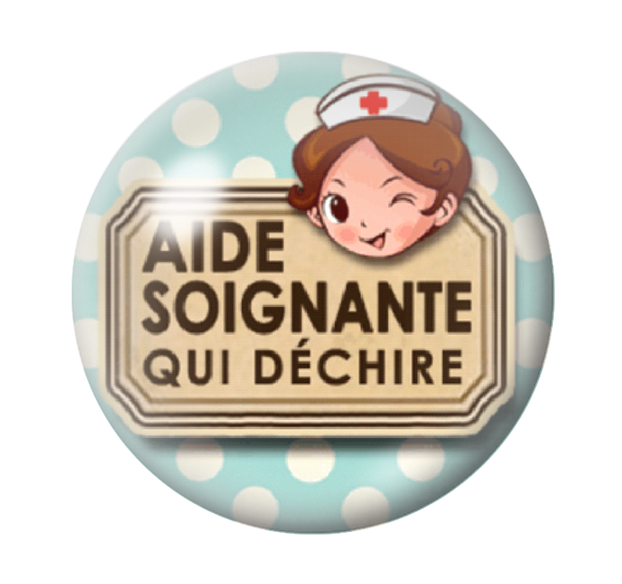 Cabochon en Verre Illustré "Aide-Soignante qui Déchire" 12 à 25mm