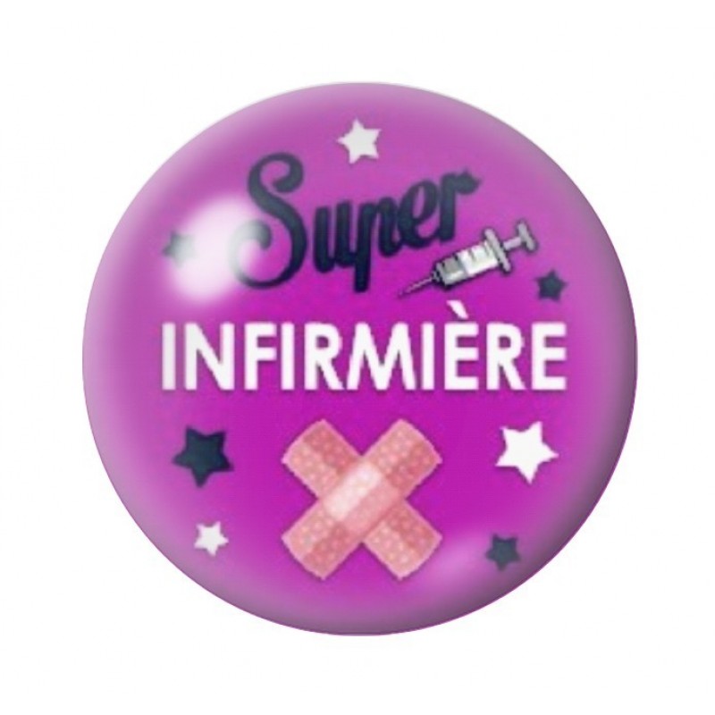 Cabochon en Verre Illustré Thème Médical "Super Infirmière" 12 à 25mm