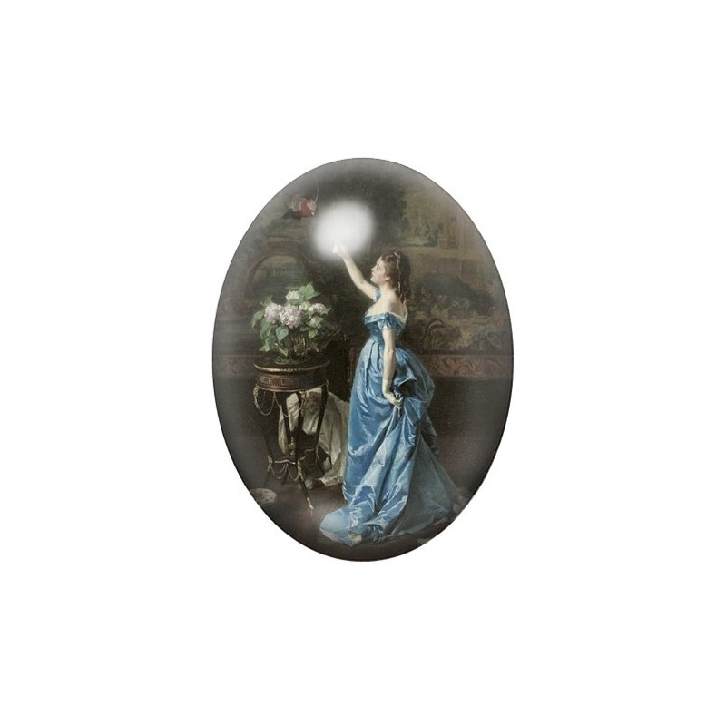 Cabochon en Verre Illustré Peinture Femme Noblesse 13x18, 18x25 ou 30x40mm