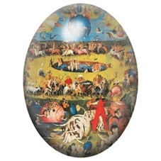 Cabochon en Verre Illustré Panorama du Jardin des Délices de Bosch 13x18, 18x25 ou 30x40mm pour la création de bijoux fantaisie 