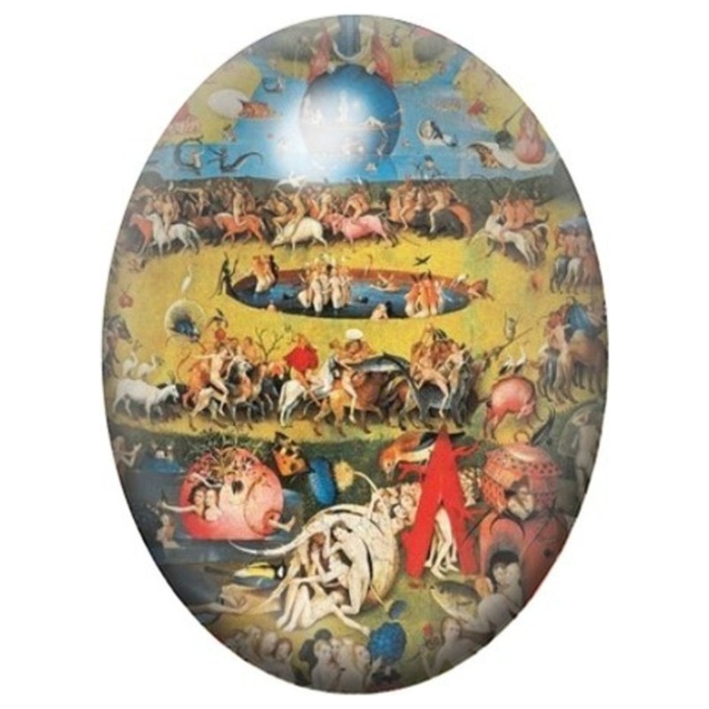 Cabochon en Verre Illustré Panorama du Jardin des Délices de Bosch 13x18, 18x25 ou 30x40mm