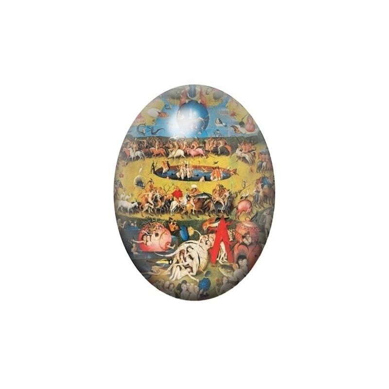 Cabochon en Verre Illustré Peinture Bosh 13x18, 18x25 ou 30x40mm