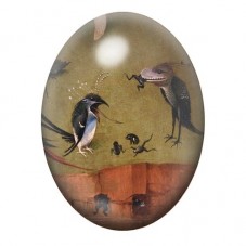 Cabochon en Verre Illustré Oiseaux Monstrueux au Bord de l’Eau 13x18, 18x25 ou 30x40mm pour la création de bijoux fantaisie - DI