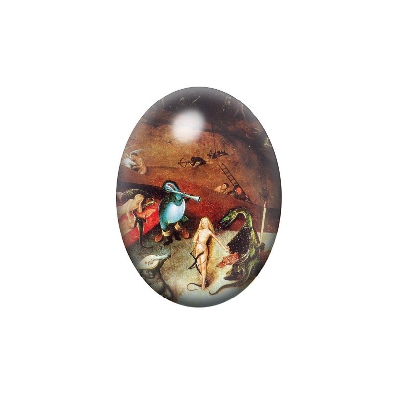 Cabochon en Verre Illustré Peinture Bosh 13x18, 18x25 ou 30x40mm