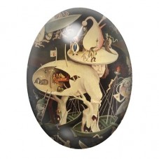 Cabochon en Verre Illustré Créature Blanche à l’Entonnoir de Bosch 13x18, 18x25 ou 30x40mm pour la création de bijoux fantaisie 