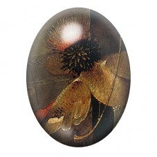 Cabochon en Verre Illustré Oiseau Sombre aux Épines de Bosch 13x18, 18x25 ou 30x40mm pour la création de bijoux fantaisie - DIY
