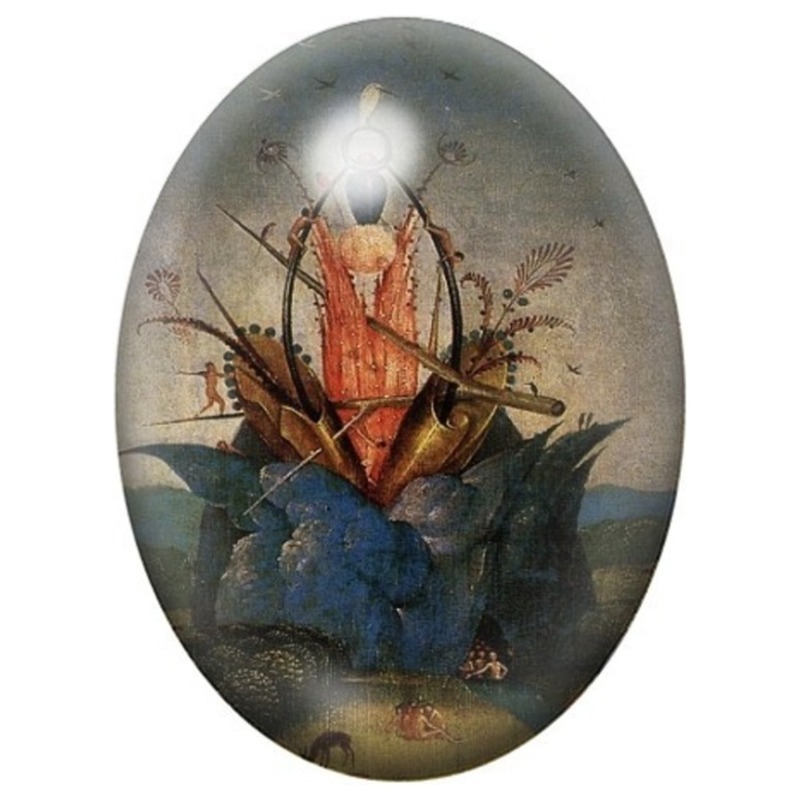Cabochon en Verre Illustré Cœur-Navire aux Mâts de Bosch 13x18, 18x25 ou 30x40mm