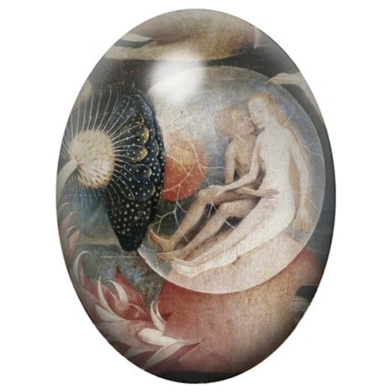 Cabochon en Verre Illustré Couple dans une Coquille de Bosch 13x18, 18x25 ou 30x40mm
