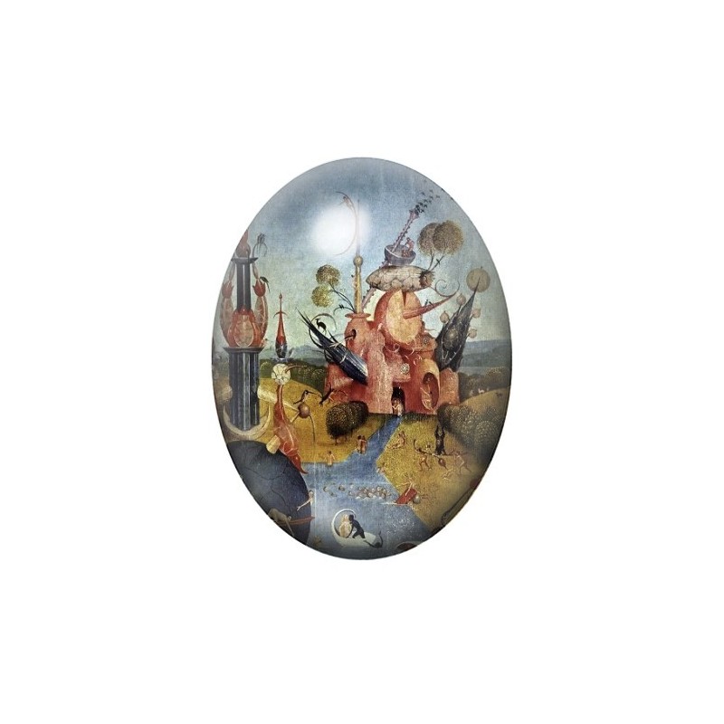 Cabochon en Verre Illustré Peinture Bosh 13x18, 18x25 ou 30x40mm