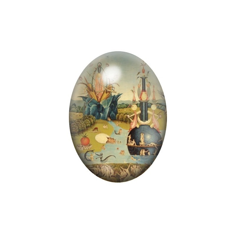 Cabochon en Verre Illustré Peinture Bosh 13x18, 18x25 ou 30x40mm