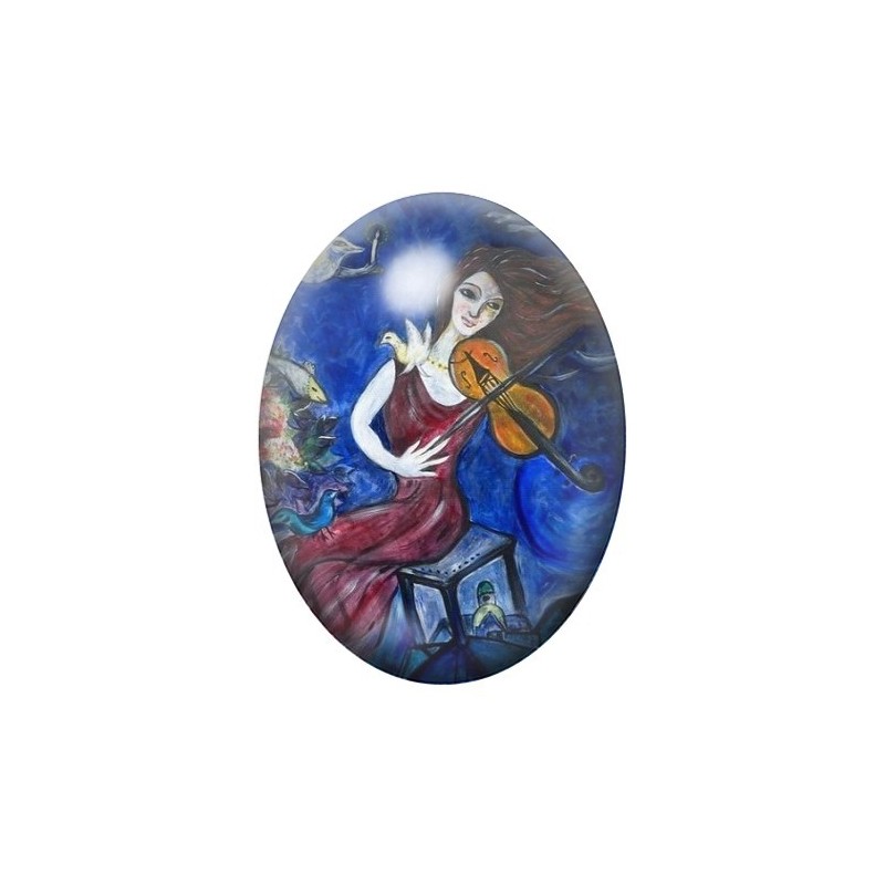 Cabochon en Verre Illustré Peinture Chagall 13x18, 18x25 ou 30x40mm