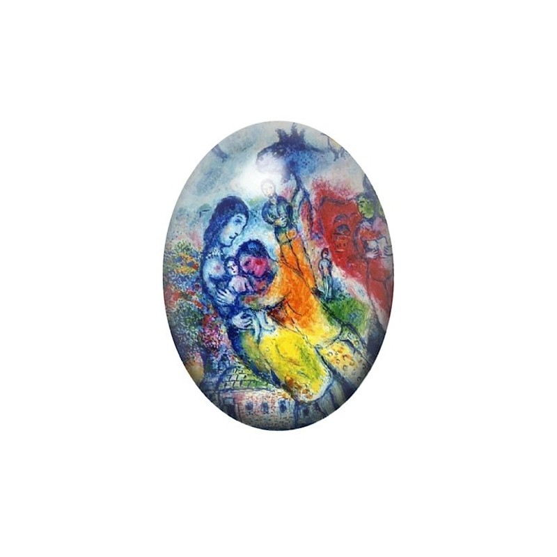 Cabochon en Verre Illustré Peinture Chagall 13x18, 18x25 ou 30x40mm