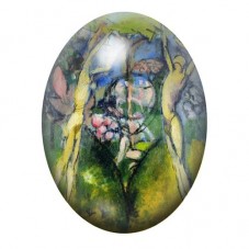 Cabochon en Verre Illustré Paysage Fleuri Abstrait de Duchamp 13x18, 18x25 ou 30x40mm pour la création de bijoux fantaisie - DIY