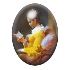 Cabochon en Verre Illustré La Liseuse de Fragonard 13x18, 18x25 ou 30x40mm pour la création de bijoux fantaisie - DIY