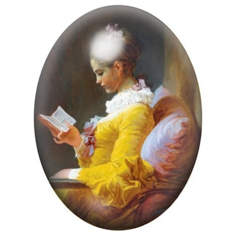 Cabochon en Verre Illustré La Liseuse de Fragonard 13x18, 18x25 ou 30x40mm