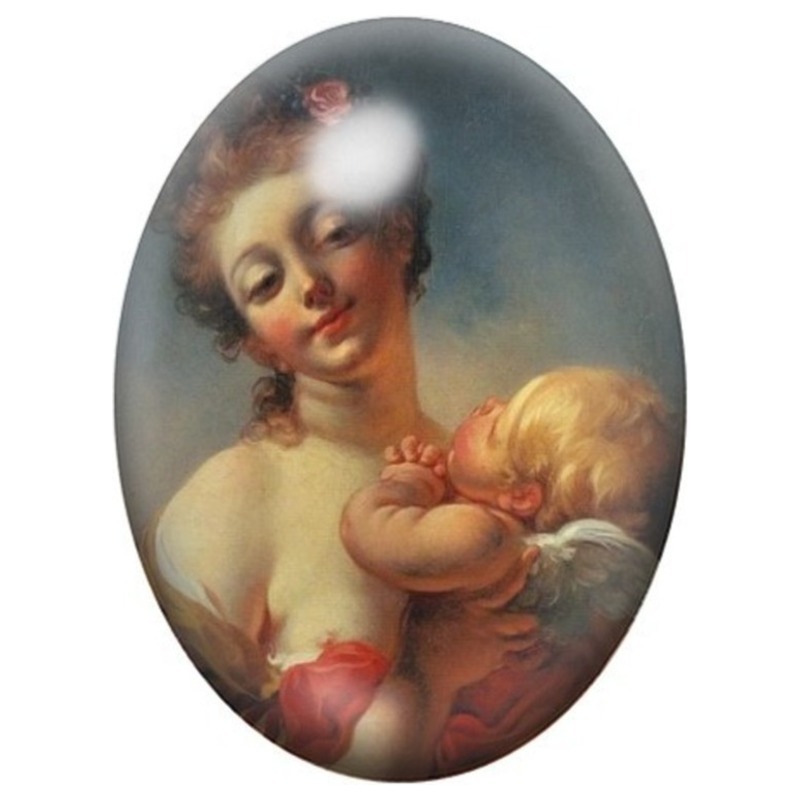 Cabochon en Verre Illustré Vénus et Cupidon de Fragonard 13x18, 18x25 ou 30x40mm